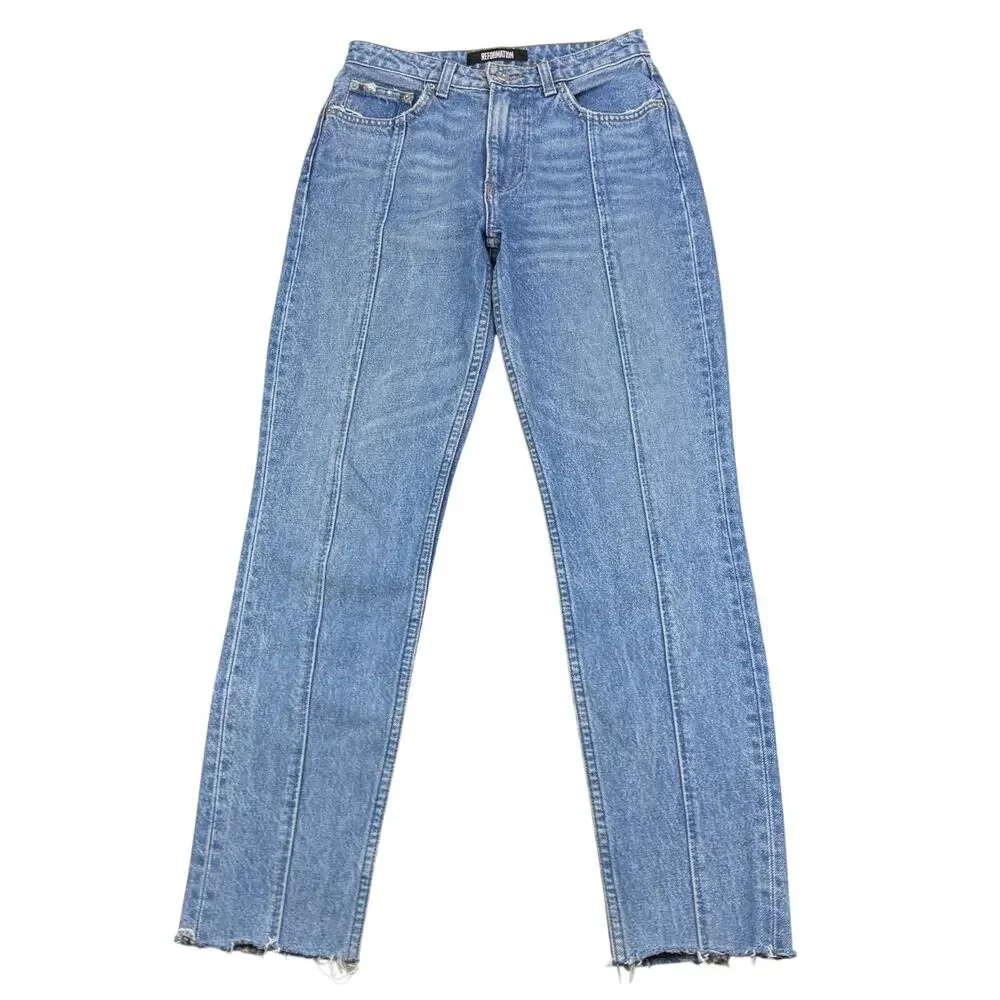REFORMATION Seamed Jean Size 24 Celtic Wash - Picture 2 of 7